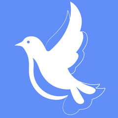 silhouette of a white dove on a blue background