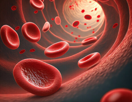 red blood cells flowing through vein