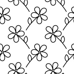 flower hand drawn seamless pattern on white background