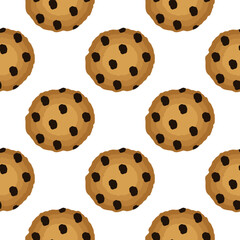 seamless pattern of cookies cake illustration on white background