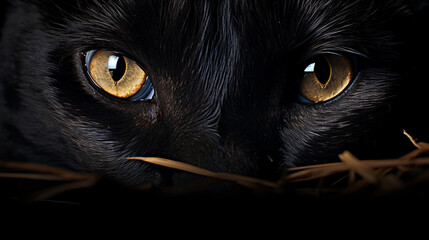 Haunting Beauty: Eerie Cat Eyes Illuminating the Darkness with Mysterious Allure