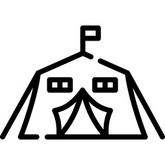 Military tent icon. Outline design. For presentation, graphic design, mobile application.