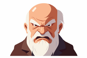 Angry old man isolated vector style on isolated background illustration