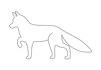 Continuous single line drawing of cute fox. Isolated on white background vector illustration. Premium vector. 
