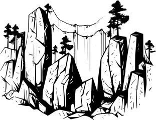 Outdoor Climbing Stone Vintage Outline Icon In Hand-drawn Style