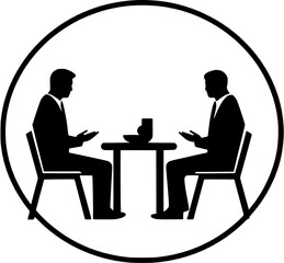 Workspace Business Meeting Illustration Vintage Outline Icon In Hand-drawn Style