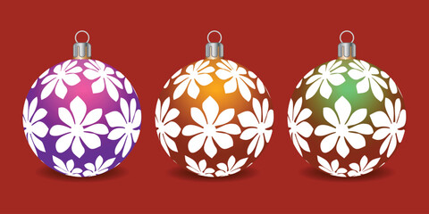 Set of shiny Christmas balls. Exclusive concept, hand-drawn, and highly rendered work for the upcoming Christmas.