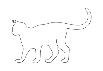 Continuous single line drawing of cute cat. Isolated on white background vector illustration. Premium vector. 