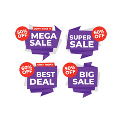 Set of flat design sales label vector