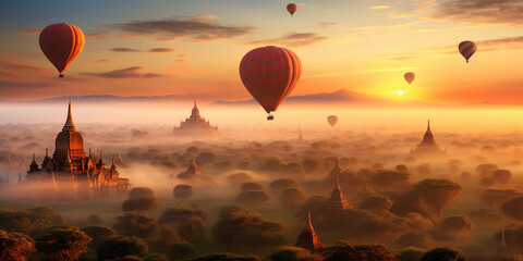 Amazing landscape of Bagan Balloons