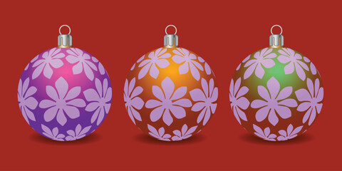 Set of shiny Christmas balls. Exclusive concept, hand-drawn, and highly rendered work for the upcoming Christmas.