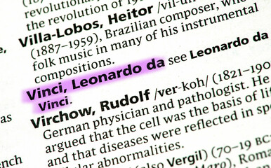 close up photo of the name leonardo da vinci