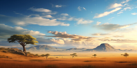 Nature landscape in Africa on a sunny day - obrazy, fototapety, plakaty