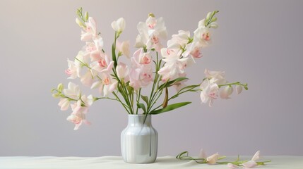 a delicate freesia blooms, their sweet fragrance and pastel hues creating a soft and romantic...