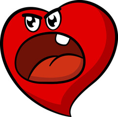 Angry Cartoon Heart. Conversation in elevated tones. Face Emotion. Vector Illustration of Funny Character