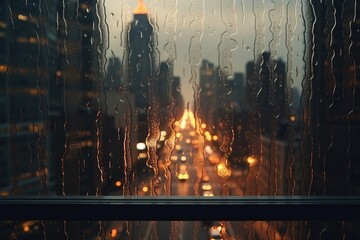 Rainy City Window View
