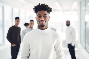 Fototapeta premium business businessman young office meeting man portrait corporate team teamwork career manager smiling happiness professional executive worker guy