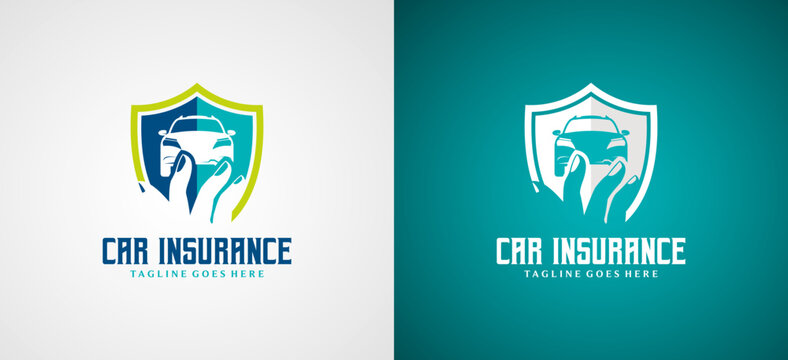 Car insurance shield logo design, vector auto care symbol