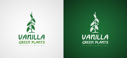 Fresh natural green vanilla tree logo design