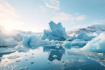 Fotobehang Melting polar ice. Impact of climate change on the Arctic and Antarctic regions. © scharfsinn86