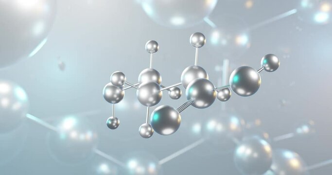 Gaba rotating 3d molecule, molecular structure of gamma-aminobutyric acid, seamless video