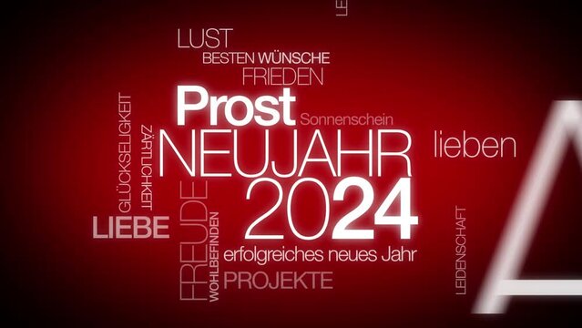 Prost Neujahr 2024 Worte Tag Cloud Text frohes neues jahr
