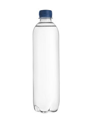 One plastic bottle with fresh water isolated on white