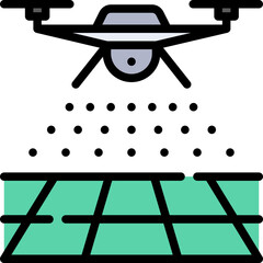 Agriculture drone spraying icon. Filled outline design. For presentation, graphic design, mobile application.