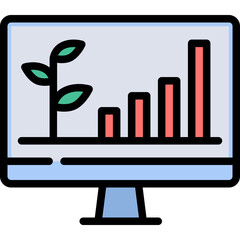 Plant growing report icon. Filled outline design. For presentation, graphic design, mobile application.