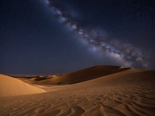 starry night oasis HD image of celestial splendor over desert dunes