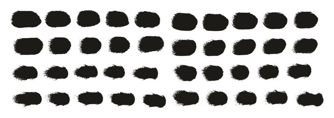 Hand Drawn Round Sponge Regular Artist Brush Straight Lines High Detail Abstract Vector Background Set 