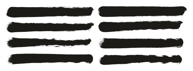 Hand Drawn Round Sponge Regular Artist Brush Straight Lines High Detail Abstract Vector Background Set 