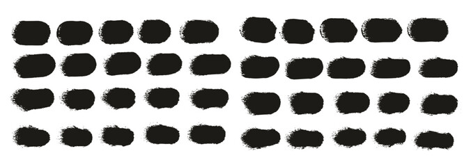 Hand Drawn Round Sponge Regular Artist Brush Straight Lines High Detail Abstract Vector Background Set 