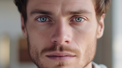 Obraz premium Extreme close-up highlighting the man's captivating gaze.