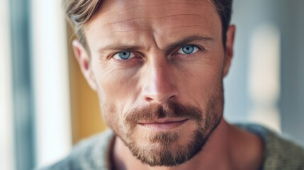 Obraz premium A close, detailed look at the intensity in the man's eyes.