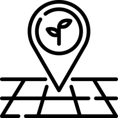 Farm location icon. Outline design. For presentation, graphic design, mobile application.