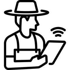 Farm manager icon. Outline design. For presentation, graphic design, mobile application.
