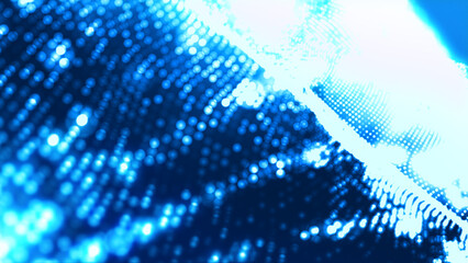 Abstract dot white blue wave gradient texture technology background.