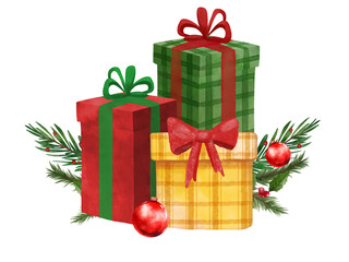 Christmas Gift Decoration Watercolor