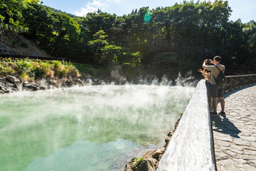 Beautiful view of Thermal Valley in Beitou, Taipei, Taiwan, Located beside Beitou Hot Spring Park.