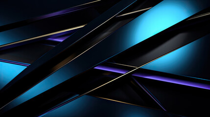 modern abstract minimalist shiny black and blue linear intersecting patterns and shapes in light emerald and purple style created with Generative AI Technology