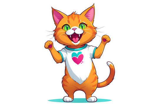 A Cartoonish Cat in a Playful Pose (PNG 10800x7200)