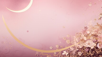A sumptuous pink and gold background with delicate floral patterns and