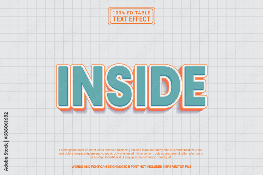 Poster editable text effect inside 3d cartoon template style modren premium vector