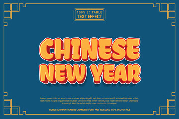 Editable text effect Chinese New Year 3d cartoon template style modren premium vector