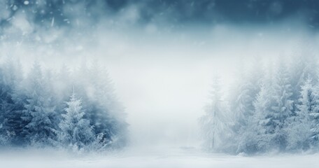 Obraz na płótnie Canvas a white background with snowy trees and branches,