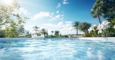Fototapeta na wymiar a white pool in the hotel view pool side landscape,