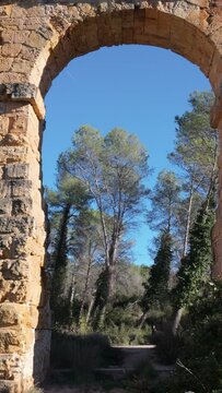 Roman Aqueduct Pont del Diable in Tarragona, Spain
