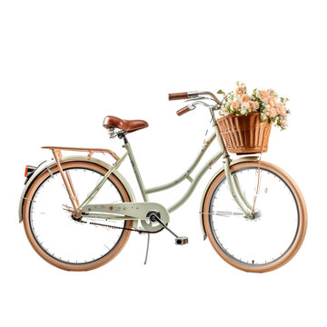 vintage housewife bicycle On the png transparent background, easy to decorate projects.