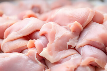 Chunks of raw chicken breast meat